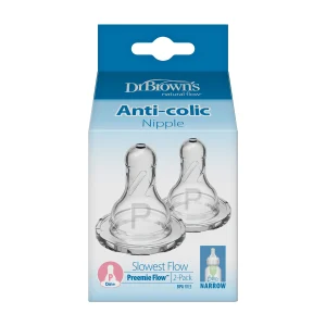 Dr. Brown’s Natural Flow® Narrow Baby Bottle Silicone Nipple – 2 Pack