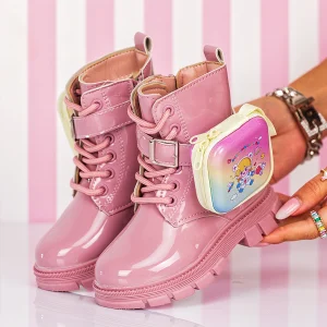 Children’s Combat Boots with Bear Pouch