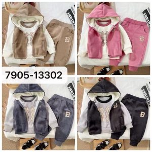 Hooded vest, a long-sleeved shirt, and pants. 