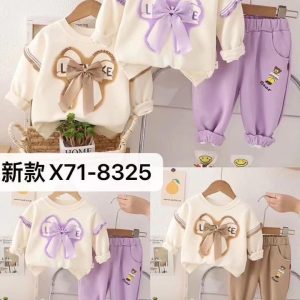 Children’s Long-Sleeve Top with Bow and Matching Pants Set