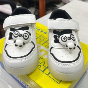 Children’s White Panda Strap Sneakers