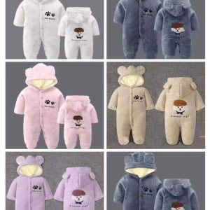Fleece Hooded Baby Rompers / Jumpsuits