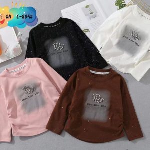 Dior Long-Sleeve T-Shirt with Rhinestone Logo