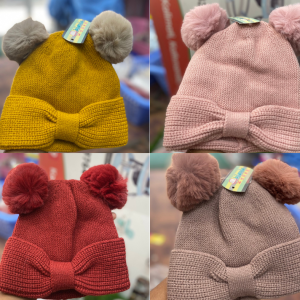 Double Pom-Pom Knitted Baby Hats