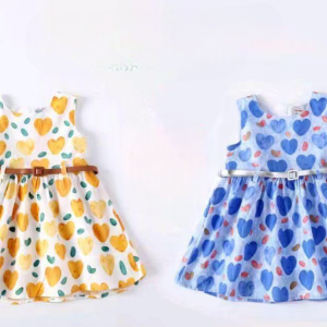 Sleeveless Heart Print Dress with Belt