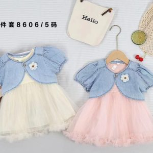 Baby Girl Tulle Dress with Denim Bolero Jacket (2-Piece Set)
