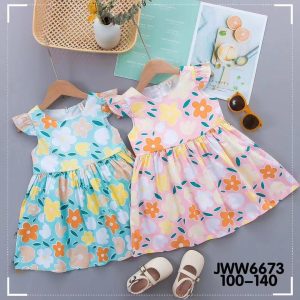 Girls’ Floral Dress with Cap Sleeves