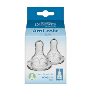 Dr. Brown’s Natural Flow® Narrow Baby Bottle Silicone Nipple – Y-Cut (2 Pack)