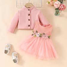 Two-Piece Baby Girl Outfit – Pink Dress with Cardigan
