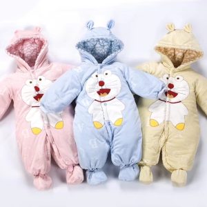 Cartoon Cat Hooded Baby Romper
