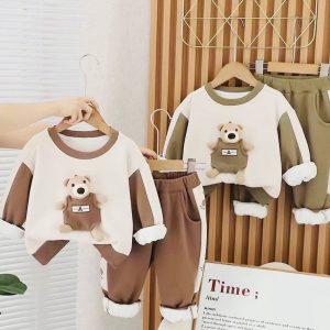 Teddy Bear Appliqué Children’s Tracksuit Set