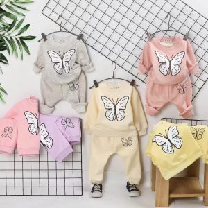 Butterfly Print Sweatshirt and Pants Set