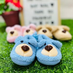 Fluffy Bear Face Baby Booties