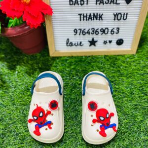 Children's White Clogs with Spider-Man Charms