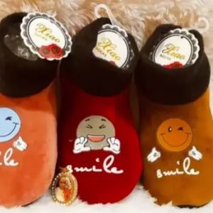 Plush Baby Slippers With Smiley Face
